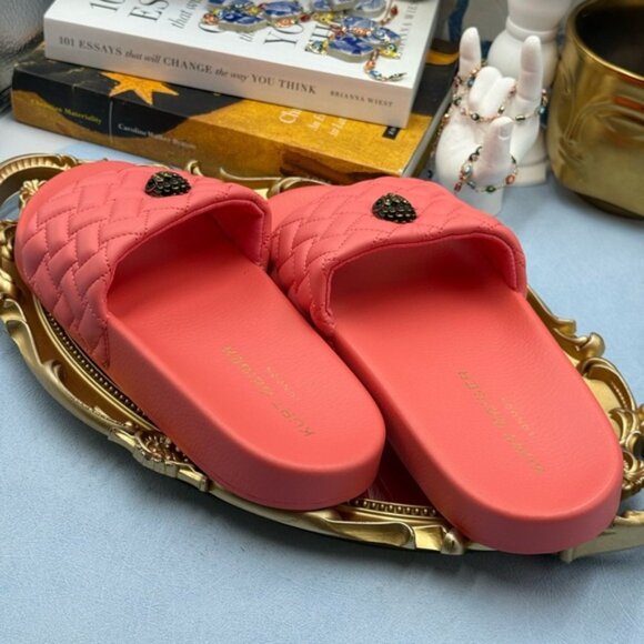 🆕 KURT GEIGER LONDON 🧿 NWOT Meena Eagle Quilted Slide, Salmon - Sz 39 US8.5 - Picture 12 of 15